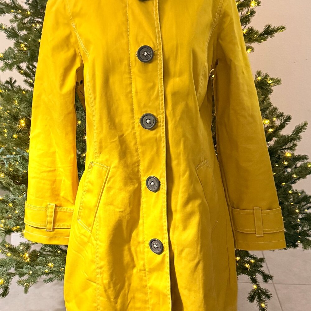 Boden Mustard Yellow Hooded Raincoat / Trench Coat – Women’s | Size US 8R